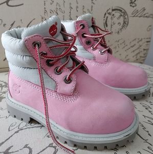 Pink girl's Timberland boots